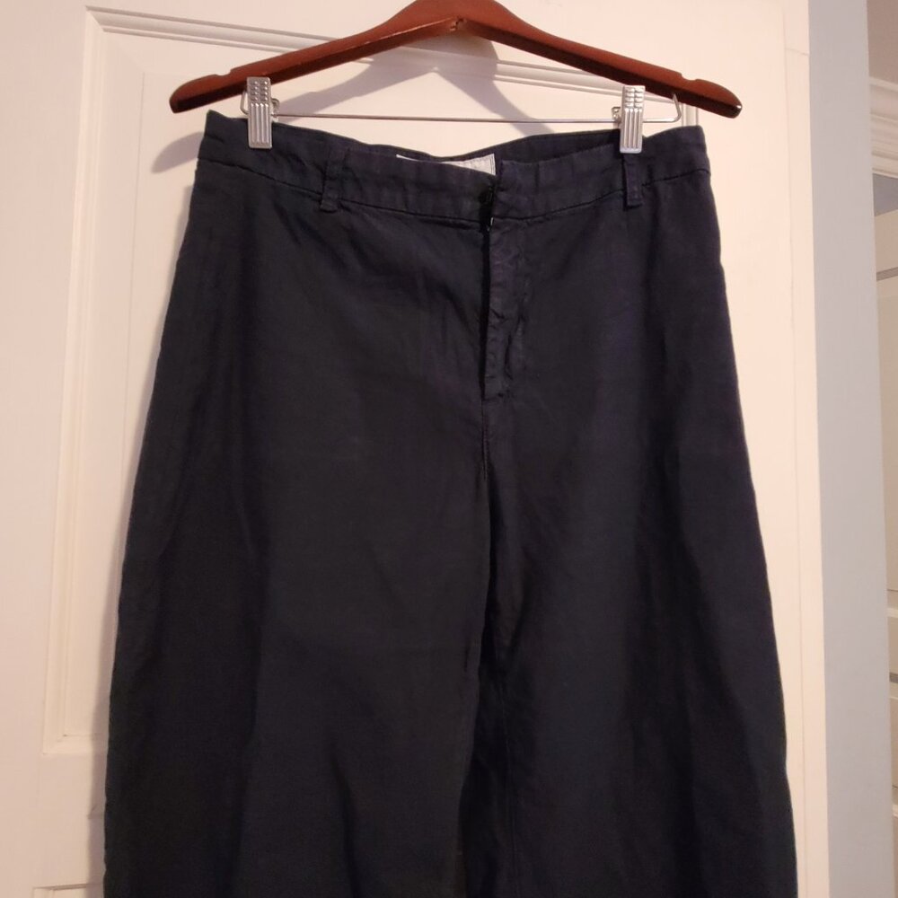 Frank & Eileen Wexford Wide Leg Italian Performance Linen Pant Size 10 Navy - Picture 6 of 6